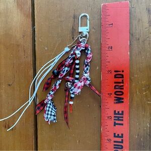 Plaid and Beaded Keychain Accessory